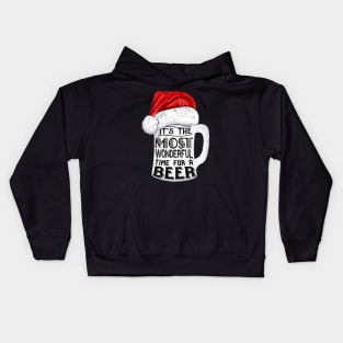 The Most Wonderful Time For A Beer Santa Hat Christmas Kids Hoodie